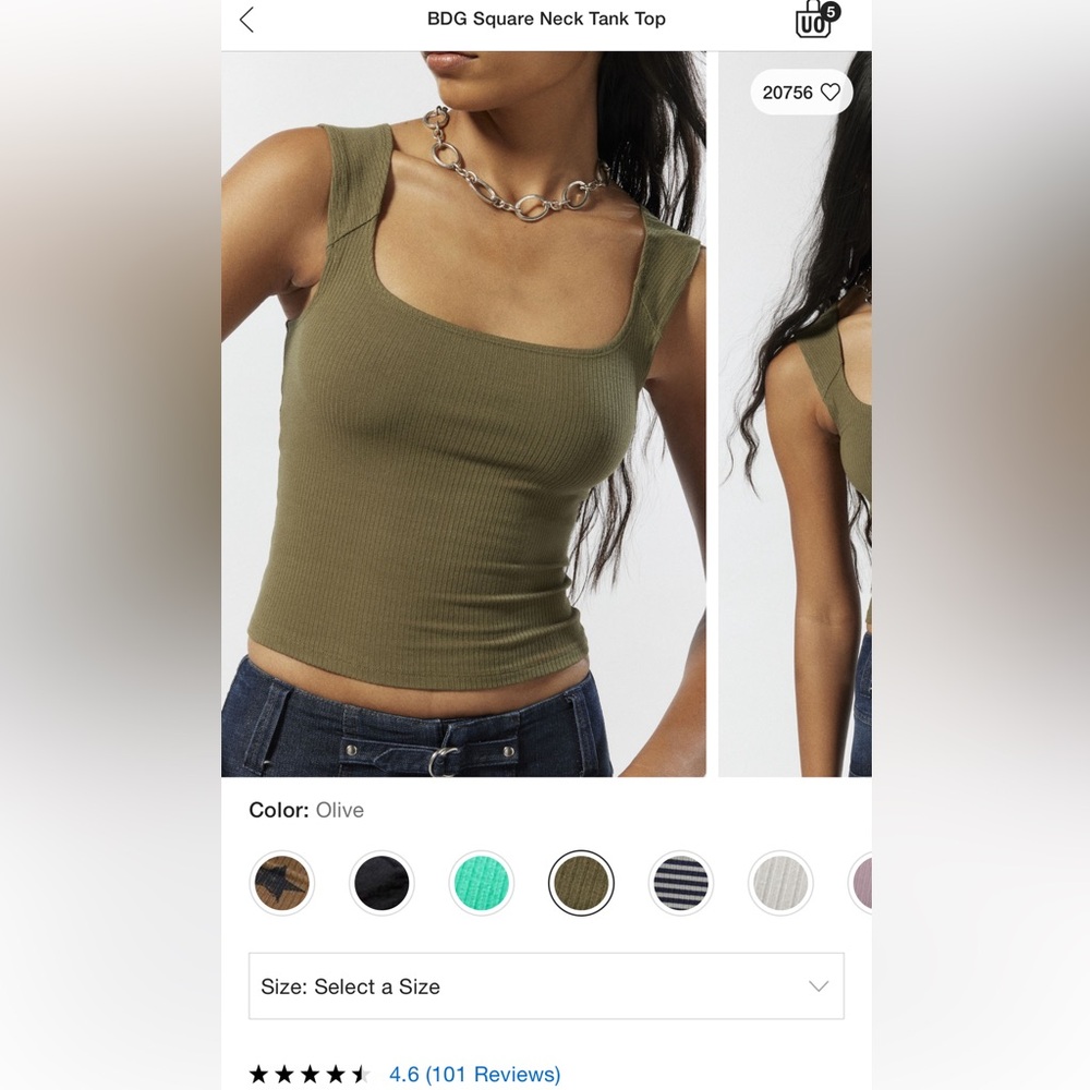 Urban Outfitters BDG Square Neck Tank Top